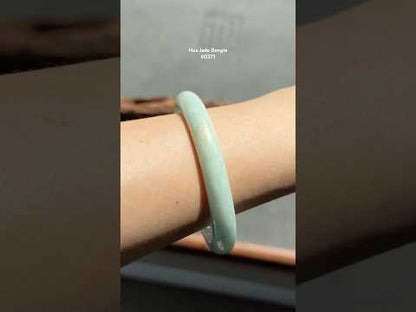 #0371 Lotus Green Yellow Jade Bangle Size 57.2