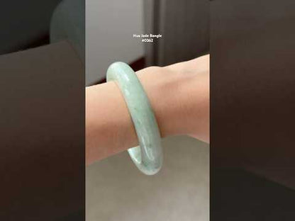 #0362 Vivid Green Flower Jade Bangle Size 57.2