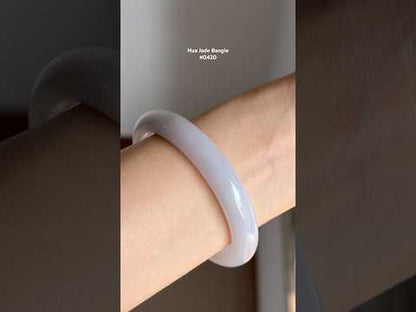 #0420 Icy Lavender Green Yellow Flower Jade Bangle Size 57.5