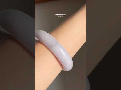 #0398 Icy Lavender Ink Flower Jade Bangle Size 57.2