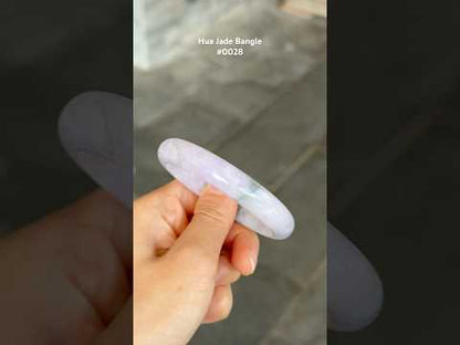 #0028 Icy Lavender Green Jadeite Jade Bangle Size 54.8