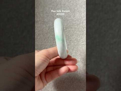 #0200 White Green Jade Bangle Size 59.5