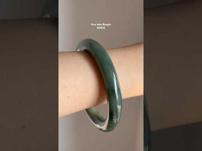 #0405 Icy Rich Olive Green Jade Bangle Size 60 (fits up to 61)