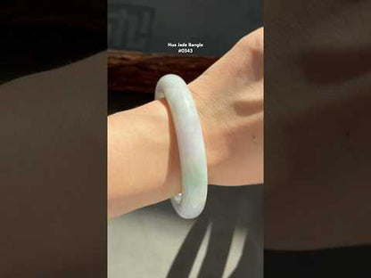 #0343 Icy Lavender Green Jade Bangle Size 58.1