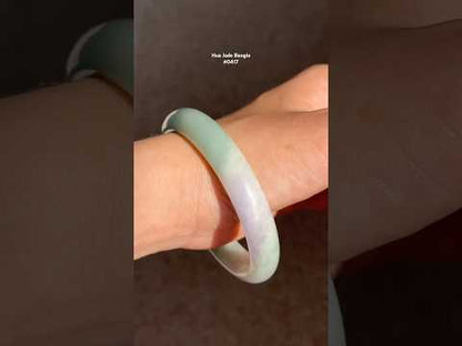 #0417 Icy Green Lavender Jade Bangle Size 58.8