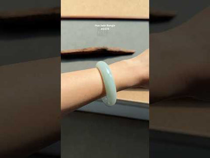 #0374 Icy Lotus Green Jade Bangle Size 57.2