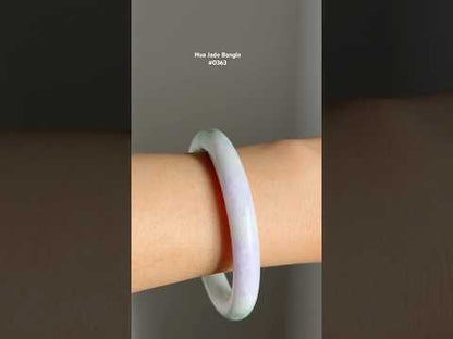#0363 Pink Lavender Green Jade Bangle Size 54.3 (fits up to 56.3)
