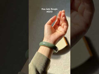 #0213 Olive Green Jade Bangle Size 57.3