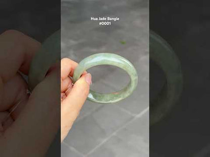 #0001 Oil Green Jadeite Jade Bangle Size 57.5