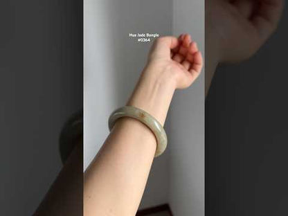 #0364 Yellowish Green Jade Bangle Size 56.2 (fits up to 57.2)