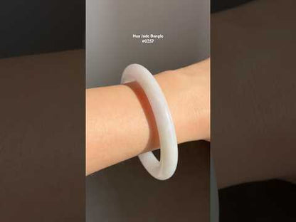 #0357 Icy White Light Lavender and Green Jade Bangle Size 53.8 (fits up to 55.5)
