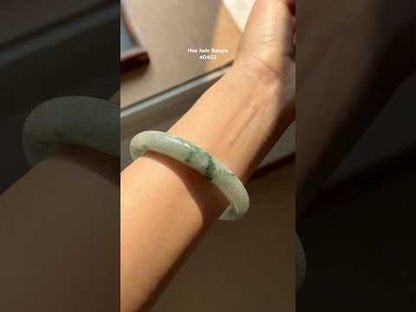 #0403 Icy Bluish Green Flower Jade Bangle Size 56.1 (fits up to 57.1)