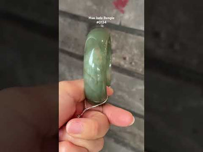 #0134 Olive Green Jadeite Jade Bangle Size 53.5