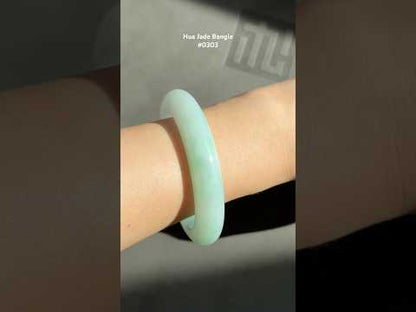 #0303 Icy Bright Green Olive Green White Jade Bangle Size 55.3