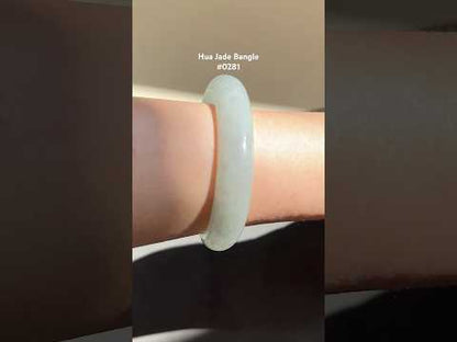 #0281 Oval Icy Green Jade Bangle Size 59.6 (fits up to 56.6)