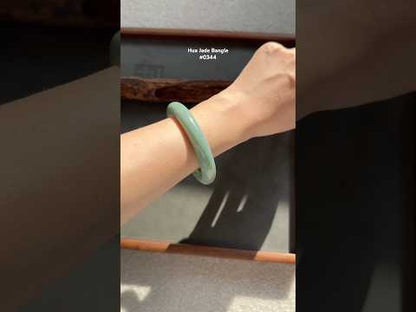#0344 "Jungle" Forest Green Jade Bangle Size 59