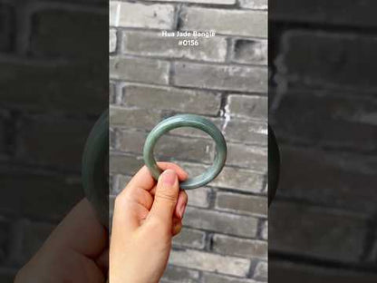 #0156 "Denim" Rich Bluish Green Jadeite Jade Bangle Size 57.6