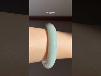 #0450 Icy Lotus Green Jade Bangle Size 58.3