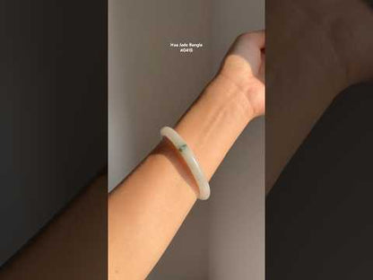 #0415 Icy Green Flower Jade Bangle Size 56.2 (fits up to 58.2)
