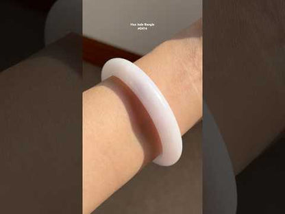 #0414 Icy Pink Lavender Yellow Golden Flecks Jade Bangle Size 57