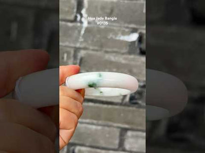 #0135 Green Yellow White Jadeite Jade Bangle Size 55.4