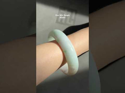 #0302 Sun Green Flower Lavender Yellow Jade Bangle Size 59.4