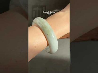#0299 White Light Grey Yellow Jade Bangle Size 60.5